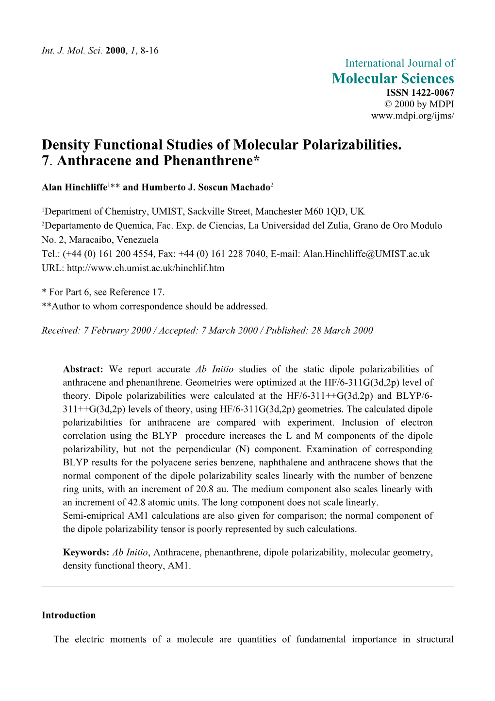 Density Functional Studies of Molecular Polarizabilities