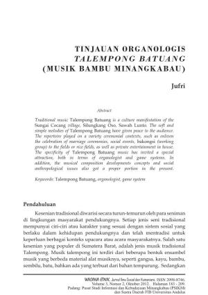Tinjauan Organologis Talempong Batuang (Musik Bambu Minangkabau)