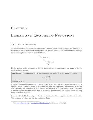 Linear and Quadratic Functions
