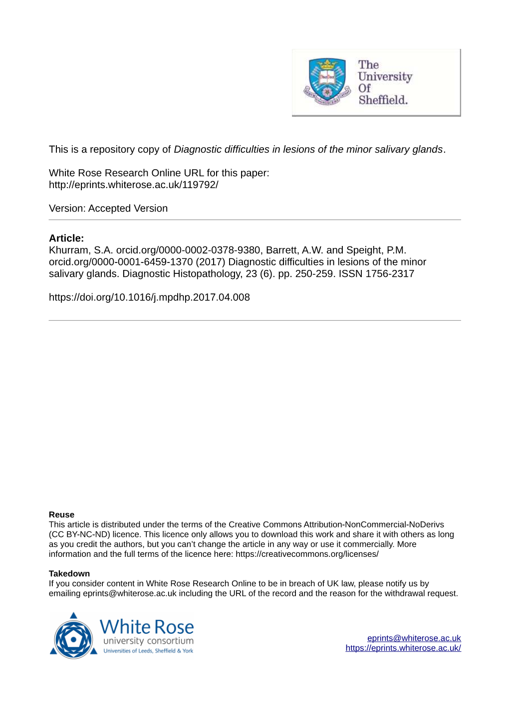 Diagnostic Difficulties in Lesions of the Minor Salivary Glands