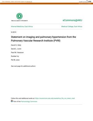 Statement on Imaging and Pulmonary Hypertension from the Pulmonary Vascular Research Institute (PVRI)