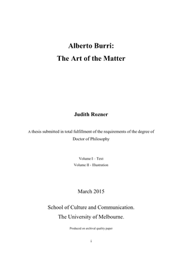 Alberto Burri: the Art of the Matter