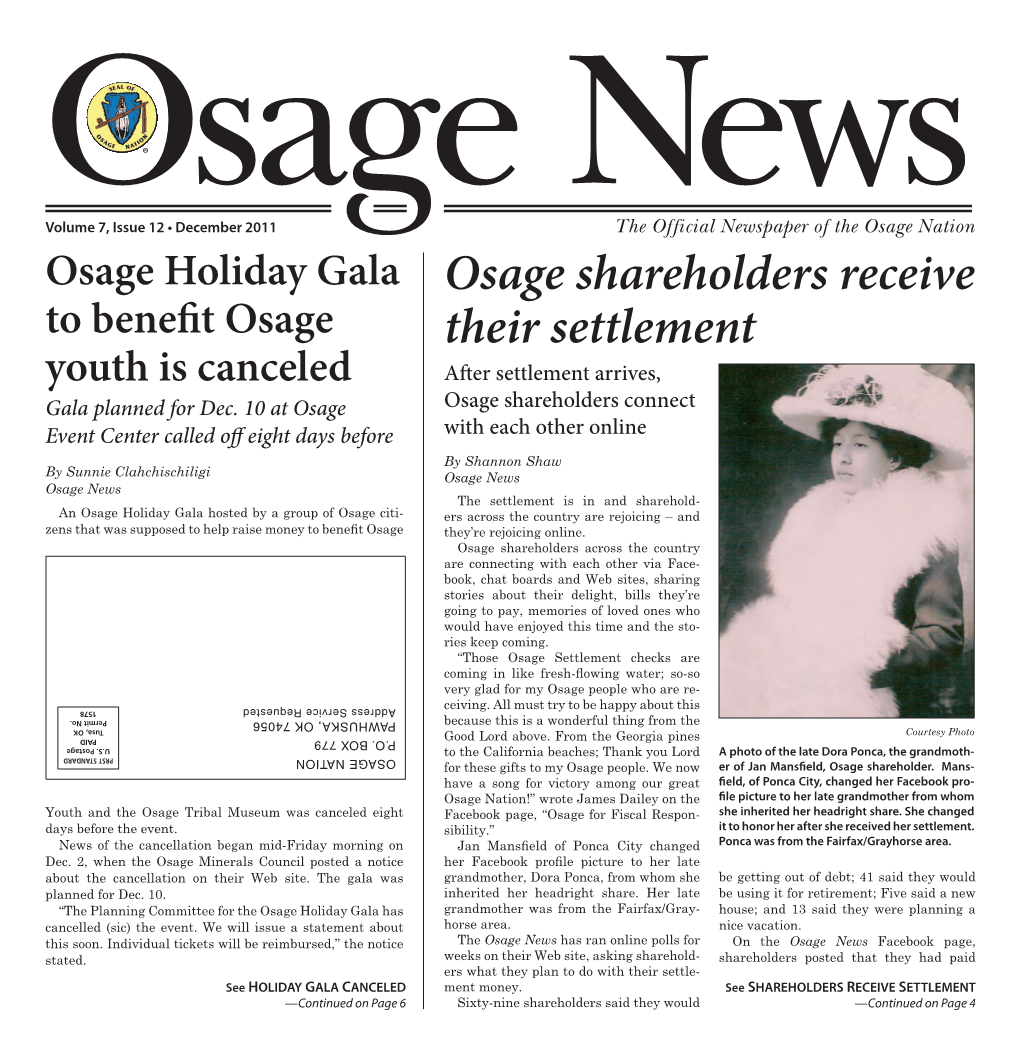 Osage Shareholders Receive Their Settlement