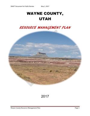 Wayne County, Utah Resource Management Plan