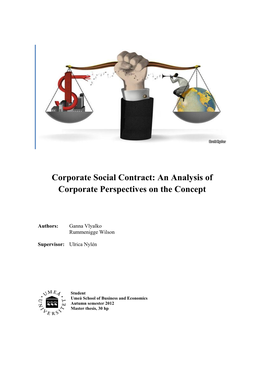 Corporate Social Contract: an Analysis of Corporate Perspectives on the Concept