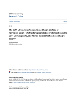 The 2011 Libyan Revolution and Gene Sharp's Strategy of Nonviolent Action