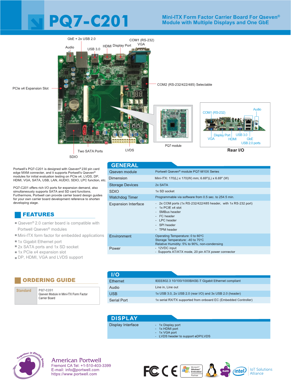 PQ7-C201 Module with Multiple Displays and One Gbe