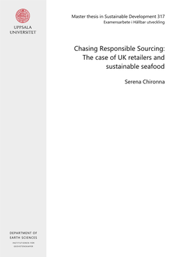 Chasing Responsible Sourcing: the Case of UK Retailers and Sustainable Seafood