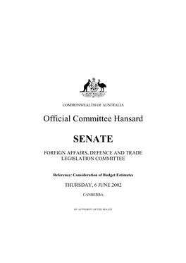 Extract of Estimates, Senate Foreign Affairs Defence