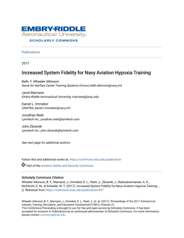 Increased System Fidelity for Navy Aviation Hypoxia Training