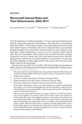 Microcredit Interest Rates and Their Determinants: 2004–2011*