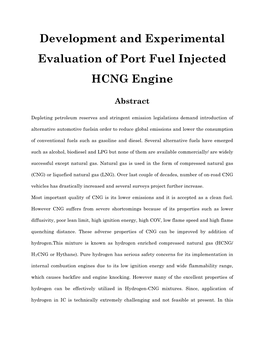 Development and Experimental Evaluation of Port Fuel Injected