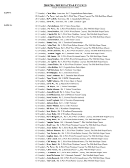 2009 Pga Tour Facts & Figures