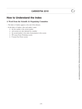 How to Understand the Index a Word from the Scientifc & Organizing Committee