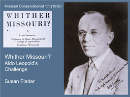 Whither Missouri? Aldo Leopold’S Challenge