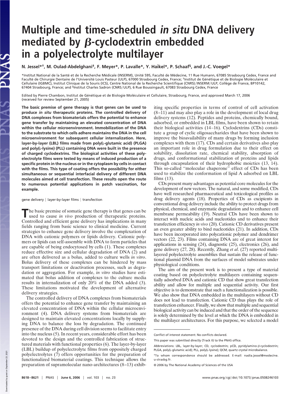 Multiple and Time-Scheduled in Situ DNA Delivery Mediated by ß