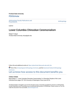 Lower Columbia Chinookan Ceremonialism