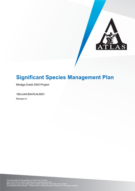 Significant Species Management Plan