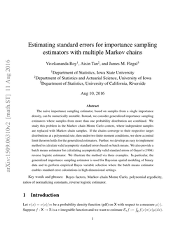 Estimating Standard Errors for Importance Sampling Estimators with Multiple Markov Chains