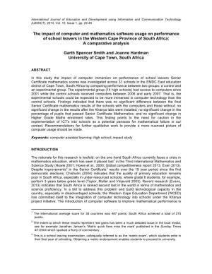 The Impact of Computer and Mathematics Software Usage on Performance of School Leavers in the Western Cape Province of South Africa: a Comparative Analysis