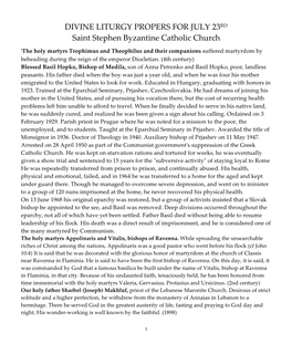 DIVINE LITURGY PROPERS for JULY 23RD Saint Stephen