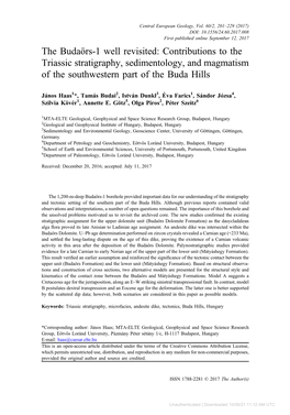 The Budaörs-1 Well Revisited: Contributions to the Triassic Stratigraphy, Sedimentology, and Magmatism of the Southwestern Part of the Buda Hills