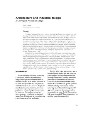 Architecture and Industrial Design a Convergent Process for Design