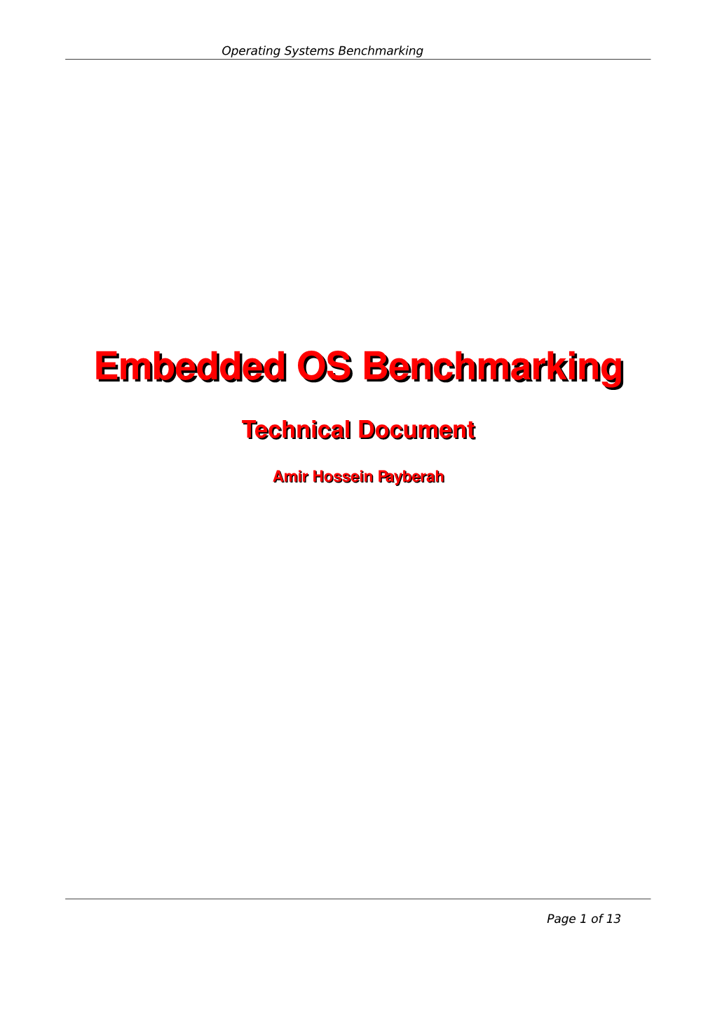 Embedded OS Benchmarking