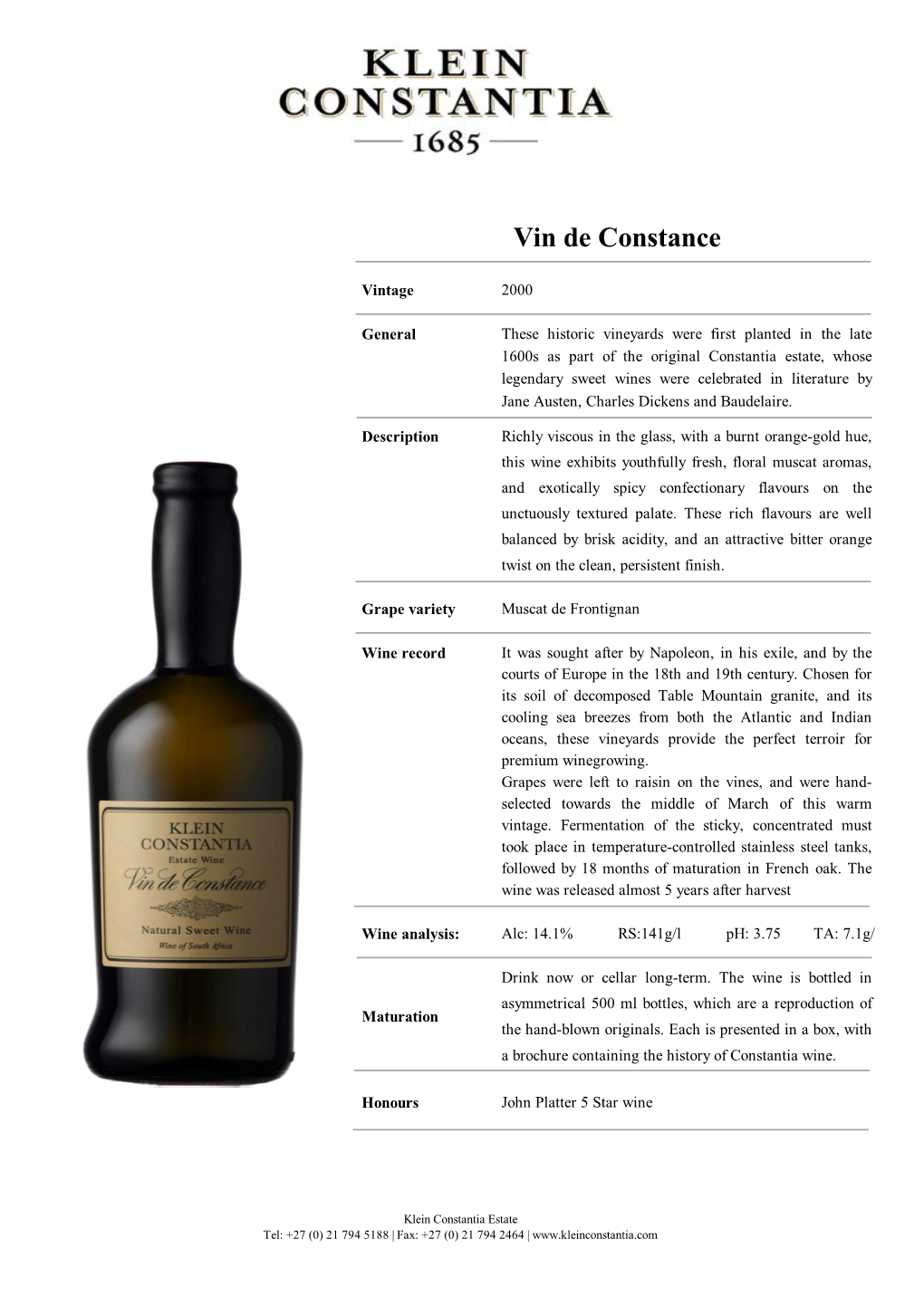 Vin De Constance