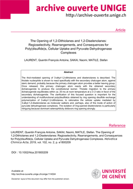 The Opening of 1,2-Dithiolanes and 1,2-Diselenolanes