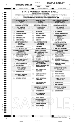 State Partisan Primary Ballot Sample Ballot