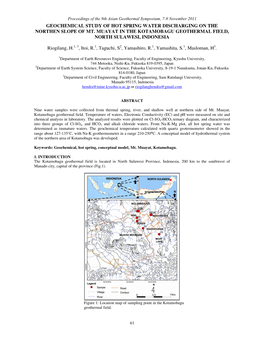 Geochemical Study of Hot Spring Water Discharging on the Northen Slope of Mt