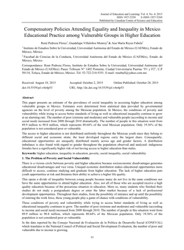 Compensatory Policies Attending Equality and Inequality in Mexico Educational Practice Among Vulnerable Groups in Higher Education