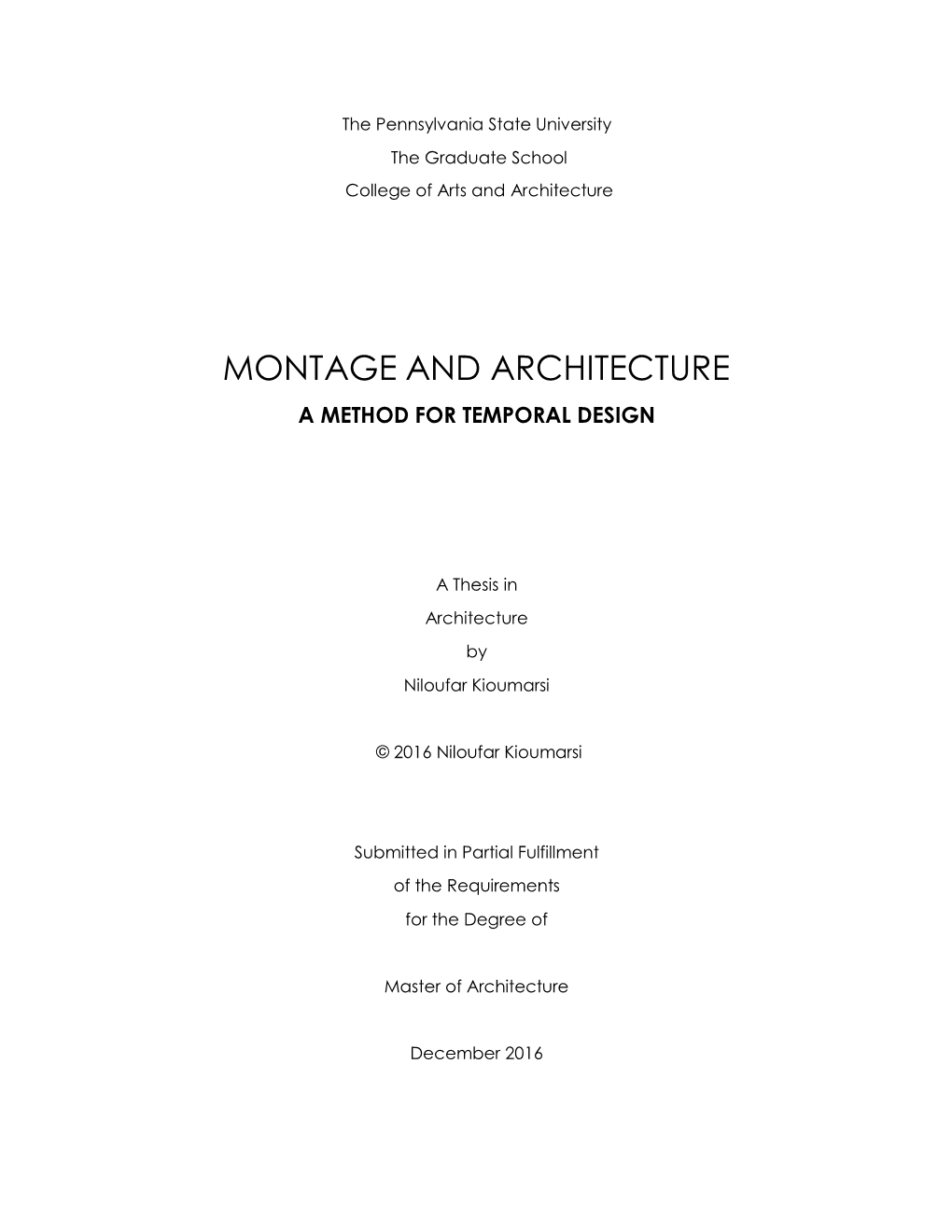 Montage and Architecture