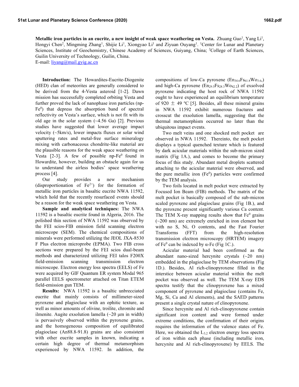 Metallic Iron Particles in an Eucrite, a New Insight of Weak Space Weathering on Vesta