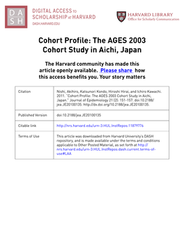 The AGES 2003 Cohort Study in Aichi, Japan