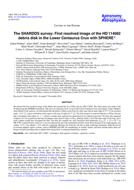 The SHARDDS Survey: First Resolved Image of the HD 114082 Debris Disk
