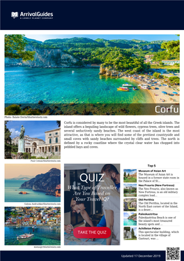 Updated 17 December 2019 Corfu Is Considered by Many to Be the Most