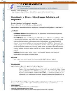 Bone Quality in Chronic Kidney Disease: Definitions and Diagnostics