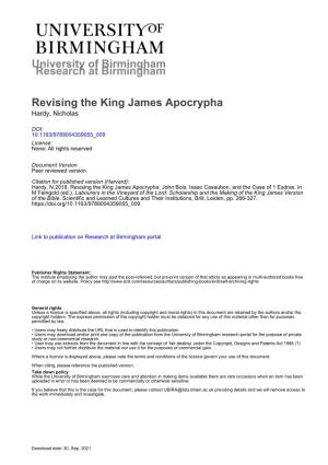 University of Birmingham Revising the King James Apocrypha