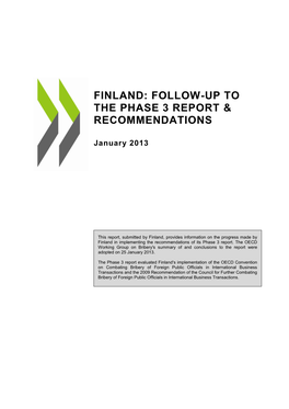 Finland: Follow-Up to the Phase 3 Report & Recommendations