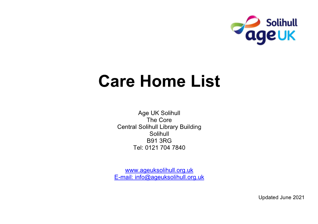 Care Home List