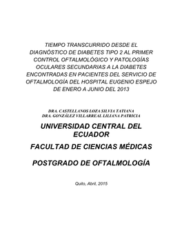 Primer Control Oftalmológico En Pacientes DM2 Y Hallazgos De