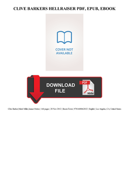 Clive Barkers Hellraiser Ebook Free Download