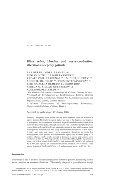 Blink Reflex, H-Reflex and Nerve-Conduction Alterations In