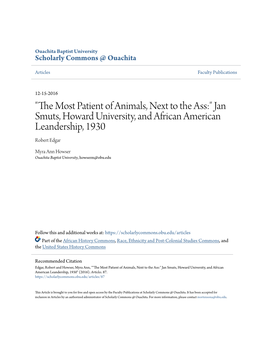 Jan Smuts, Howard University, and African American Leandership, 1930 Robert Edgar