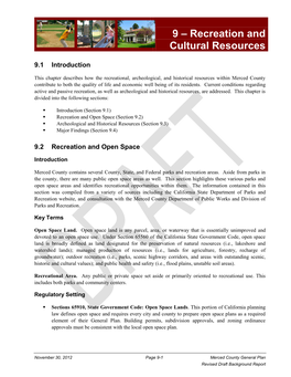 9 – Recreation and Cultural Resources