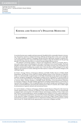 Koenig and Schultz's Disaster Medicine 2Nd Edition Frontmatter More Information