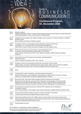 Conference-Program, 04. December 2020