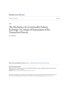 The Mechanics of a Commodity Futures Exchange: a Critique of Auto